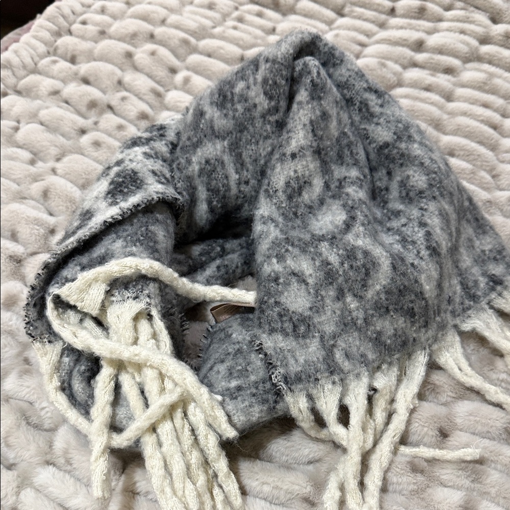 Gray and Cream Patterned Scarf from Anthropologie